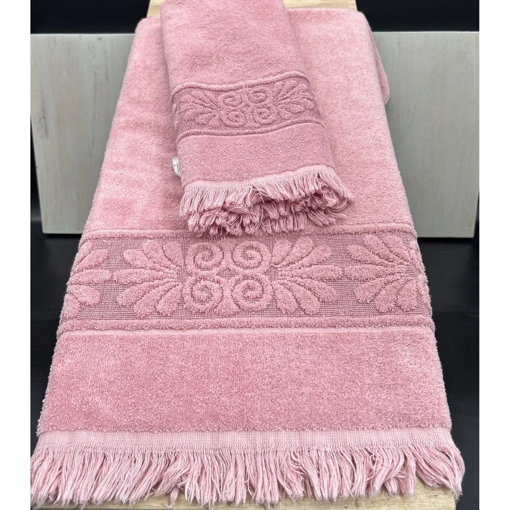 Vintage Cannon Monticello USA  Rose Pink Bath And Hand Towel